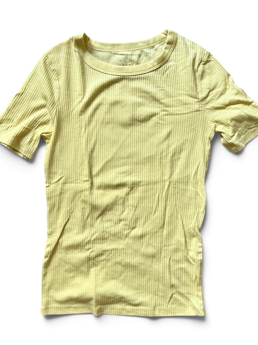 a new day Light Yellow Ribbed Short Sleeve Tee